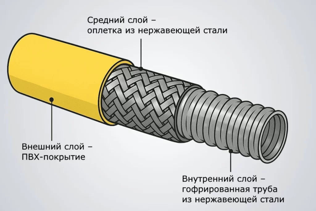 структура шлангу для газу згідно стандарту EN14800