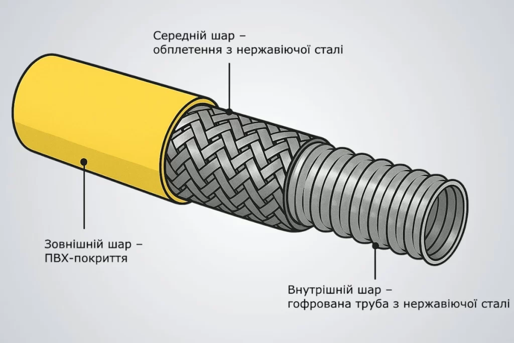 структура шлангу для газу згідно стандарту EN14800
