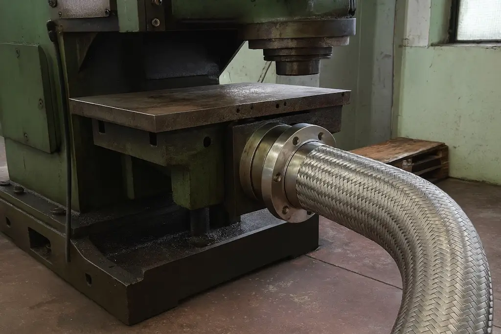 промисловий металорукав, підключений до обладнання